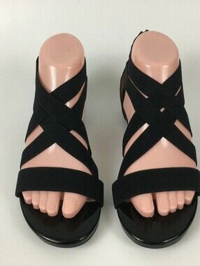 me too Black Crisscross Strappy Sandals